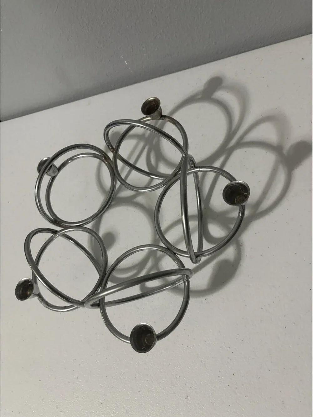 Vintage 1970’s Space Age Chrome Loop Taper Candle Holder Holds 5 Candles